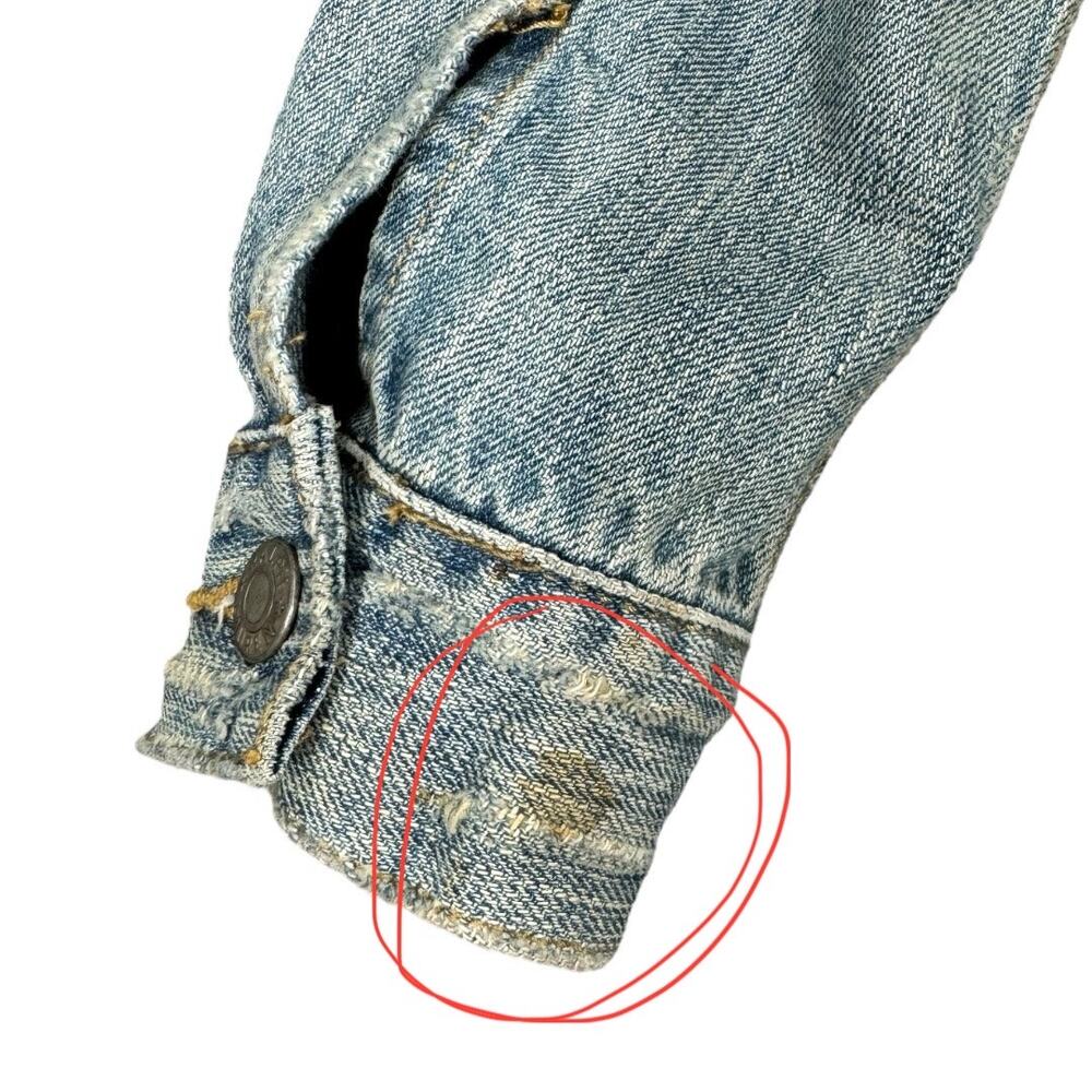 Vintage Ralph Lauren Dungarees Distressed Denim Jacket Medium Light Wash Classic - Picture 10 of 11